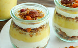 Layered parfait with meyer lemon marmalade curd