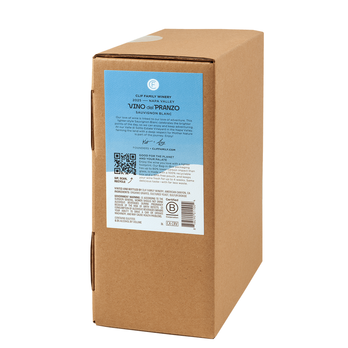 2025 Vino Del Pranzo Sauvignon Blanc BIB - Clif Family Winery