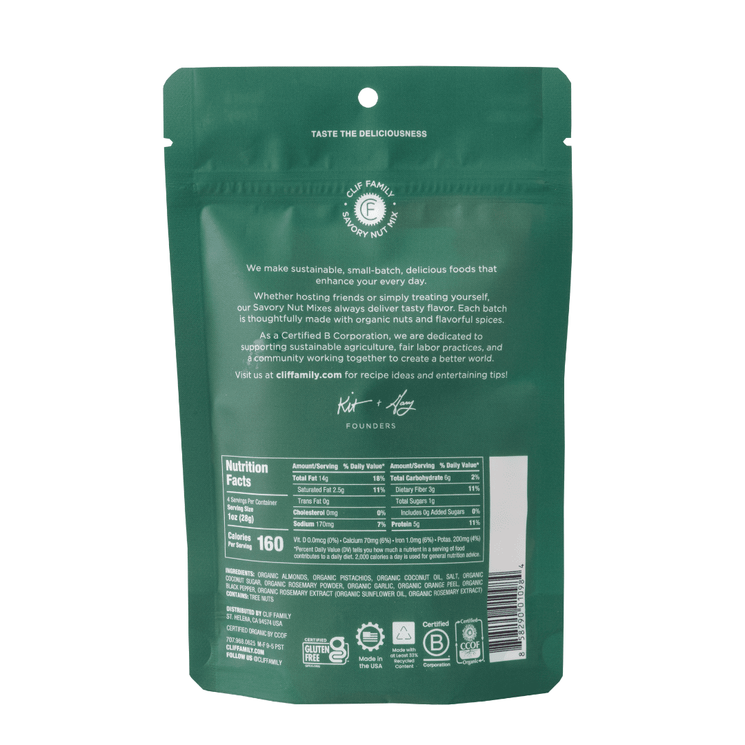 Organic Rosemary Almonds & Pistachios - Clif Family Winery